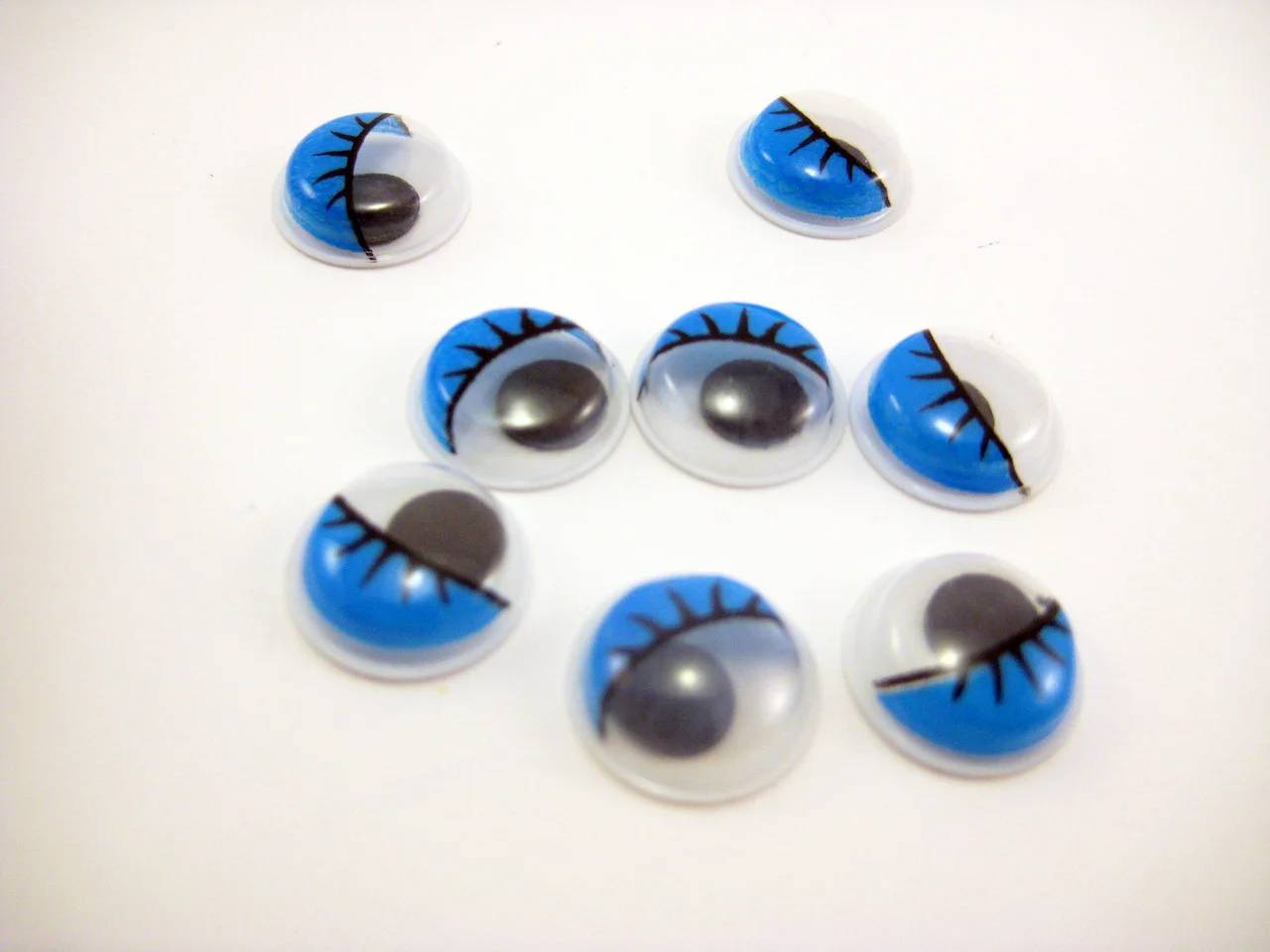 Глазки с ресницами, синий, 12 мм, 1 шт