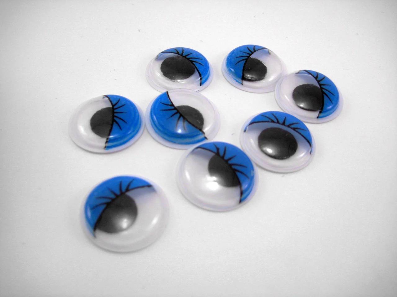 Глазки с ресницами, синий, 18 мм, 1 шт