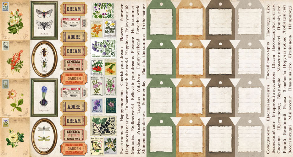 Набір смуг з картинками для декорування Summer Botanical Story 5 шт 5х30,5 см Фабрика Декору