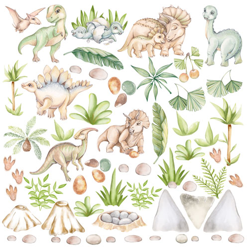 Лист з картинками для вирізання, Dinosauria 30,5х30,5 см, Фабрика Декору