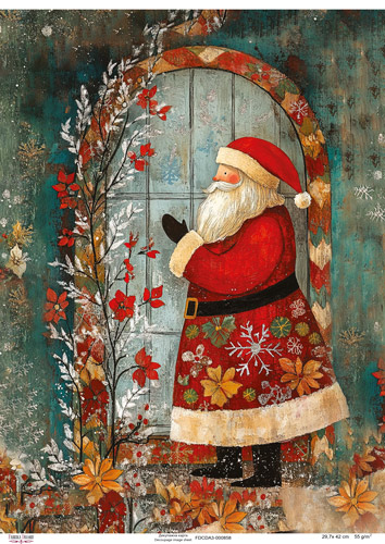 Декупажна карта Дід Мороз біля вікна, #0858, 29,7x42см, Фабрика Декору