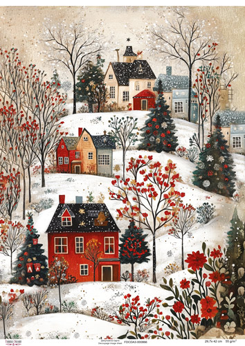 Декупажна карта Зима у місті, #0866, 29,7x42см, Фабрика Декору