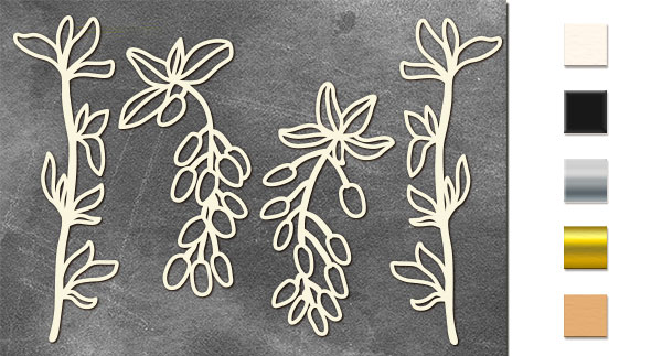 Набор чипбордов, Summer botanical diary, #696, бежевый, 10х15 см, Фабрика Декора