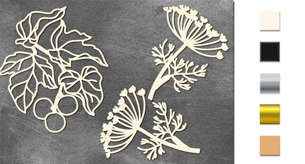 Набір чіпбордів, Summer botanical diary, # 704, бежевий, 10х15 см, Фабрика Декору