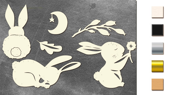 Набір чіпбордів, Sweet bunny, # 707, бежевий, 10х15 см, Фабрика Декору