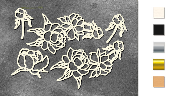 Набор чипбордов, Peony Garden, #728, бежевый, 10х15 см, Фабрика Декора