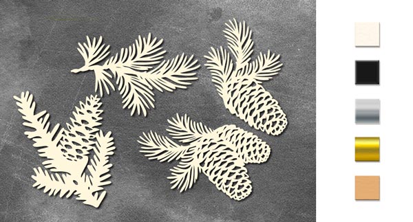 Набір чіпбордов, Winter botanical diary, # 760 бежевий, 10х15 см, Фабрика Декору
