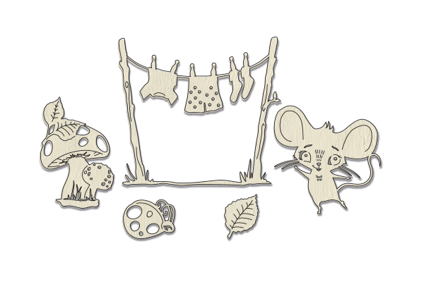 Набор чипбордов Happy mouse day 10х15 см #793, Фабрика Декора
