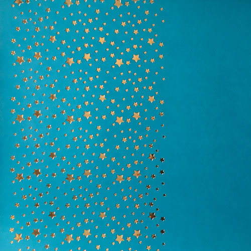 Шкірзам з тисненням золотою фольгою Golden Stars Bright Blue, розмір 500мм х 250мм, Фабрика Декору