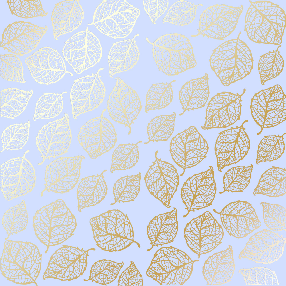 Лист одностороннього паперу з фольгуванням Golden Delicate Leaves Purple 30,5х30,5 см, Фабрика Декору