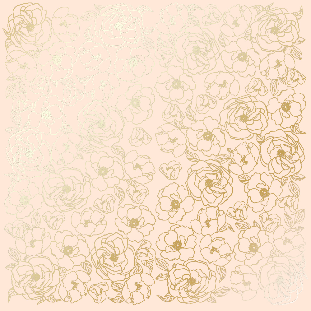 Лист одностороннього паперу з фольгуванням Golden Pion Beige 30,5х30,5 см, Фабрика Декору