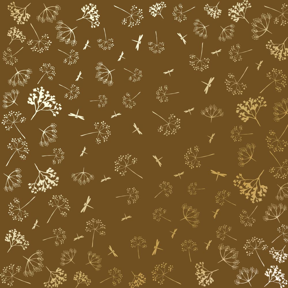 Лист одностороннього паперу з фольгуванням Golden Dill, color Milk chocolate 30,5х30,5 см, Фабрика Декору