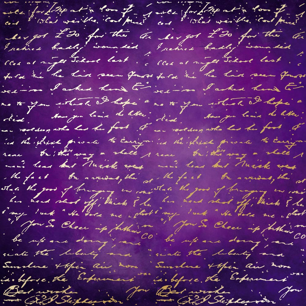 Лист одностороннього паперу з фольгуванням Golden Text Violet aquarelle 30,5х30,5 см, Фабрика Декору