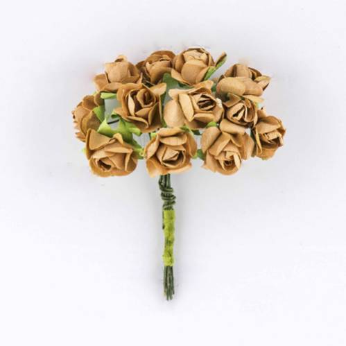 Набор маленьких цветов, Букетик роз, сепия, 12 шт, 1,5 см, 6 см, Фабрика Декора