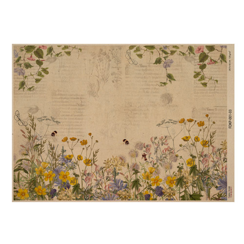 Аркуш крафт паперу з малюнком Botanical backgrounds #03, 42x29,7 см, Фабрика Декору
