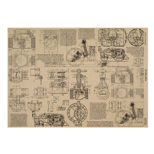 Лист крафт бумаги с рисунком Mechanics and steampunk #03, 42x29,7 см, Фабрика Декора