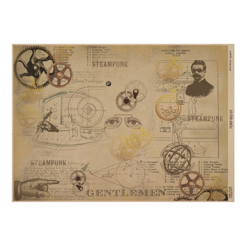 Лист крафт бумаги с рисунком Mechanics and steampunk #07, 42x29,7 см, Фабрика Декора
