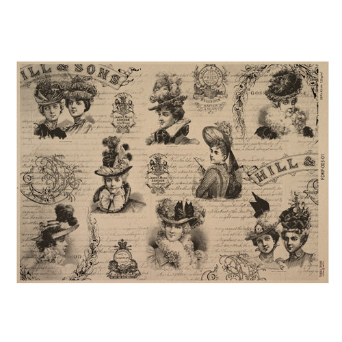 Лист крафт бумаги с рисунком Vintage women's world #01, 42x29,7 см, Фабрика Декора