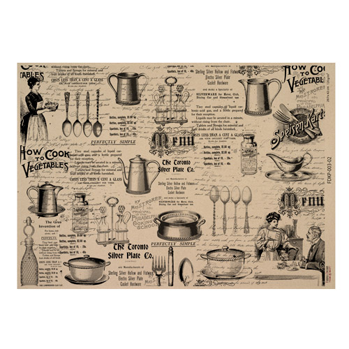 Лист крафт бумаги с рисунком Vintage women's world #02, 42x29,7 см, Фабрика Декора