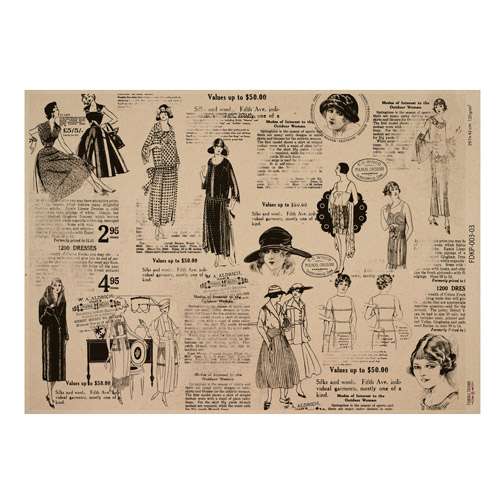 Лист крафт бумаги с рисунком Vintage women's world #03, 42x29,7 см, Фабрика Декора
