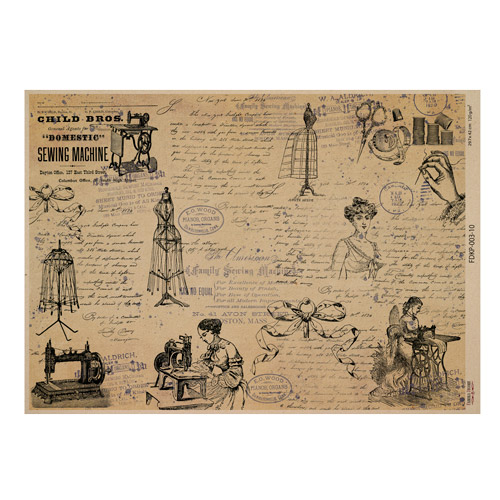 Лист крафт бумаги с рисунком Vintage women's world #10, 42x29,7 см, Фабрика Декора