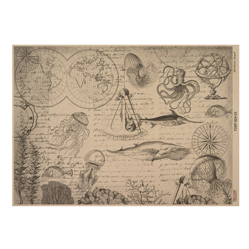 Набір одностороннього крафт-паперу для скрапбукінгу Maps of the seas and continents 42x29,7 см, 10 аркушів, Фабрика декору