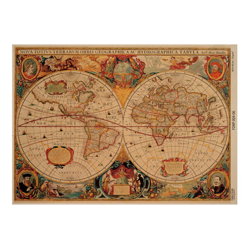 Набір одностороннього крафт-паперу для скрапбукінгу Maps of the seas and continents 42x29,7 см, 10 аркушів, Фабрика декору