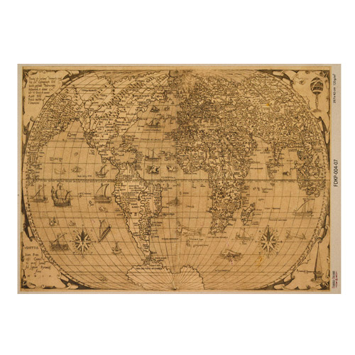 Набір одностороннього крафт-паперу для скрапбукінгу Maps of the seas and continents 42x29,7 см, 10 аркушів, Фабрика декору