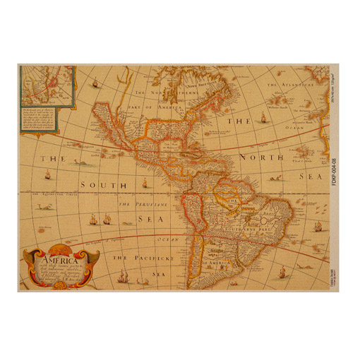 Набір одностороннього крафт-паперу для скрапбукінгу Maps of the seas and continents 42x29,7 см, 10 аркушів, Фабрика декору