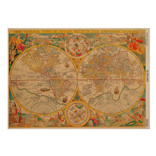 Набір одностороннього крафт-паперу для скрапбукінгу Maps of the seas and continents 42x29,7 см, 10 аркушів, Фабрика декору