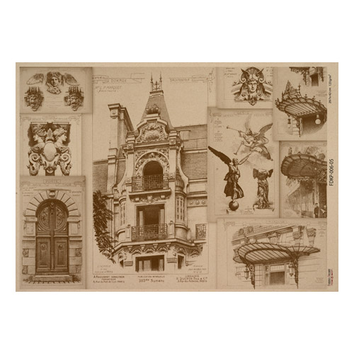 Лист крафт бумаги с рисунком History and architecture #05, 42x29,7 см, Фабрика Декора