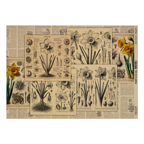 Аркуш крафт паперу з малюнком Botany Spring #06, 42x29,7 см, Фабрика Декору