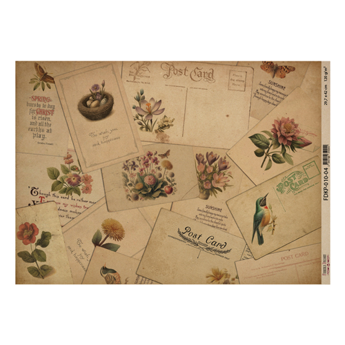 Аркуш крафт паперу з малюнком Botany Spring #04, 42x29,7 см, Фабрика Декору