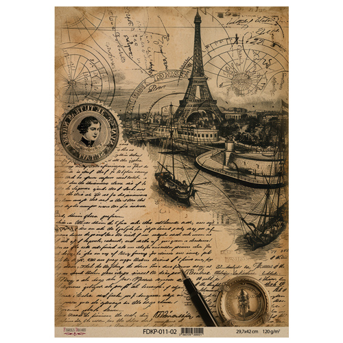 Набор крафт бумаги с рисунком Vintage Europe 10 листов, 42x29,7 см, Фабрика Декора