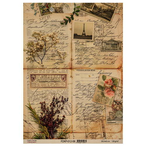 Лист крафт бумаги с рисунком Naturalist Notes 08, 42x29,7 см, Фабрика Декора