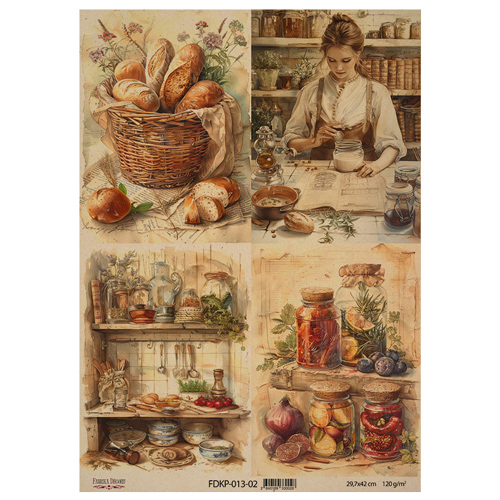 Аркуш крафт паперу з малюнком Cooking delights 02, 42x29,7 см, Фабрика Декору