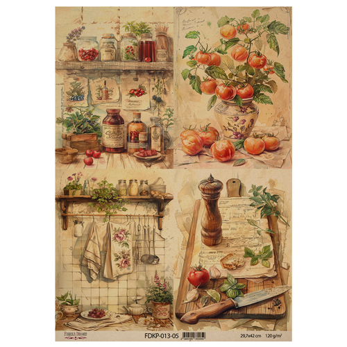 Аркуш крафт паперу з малюнком Cooking delights 05, 42x29,7 см, Фабрика Декору