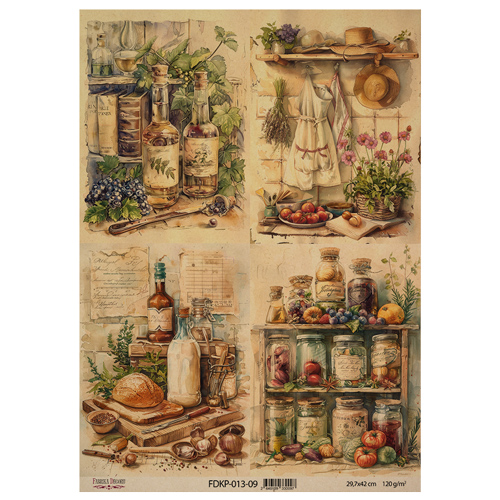 Набор крафт бумаги с рисунком Cooking delights 10 листов, 42x29,7 см, Фабрика Декора