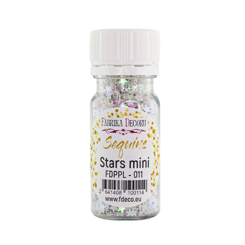Паєтки Stars mini - 011, 20 гр, 30 мл, білі, зелений перламутр, Фабрика Декору