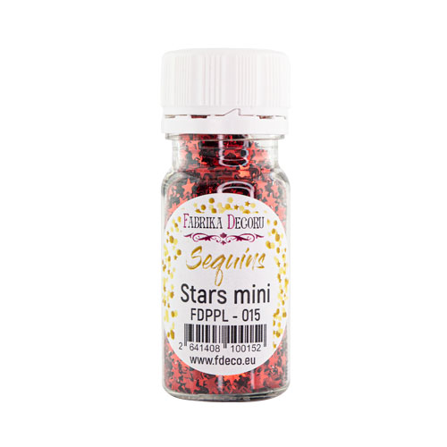 Паєтки Stars mini - 015, 20 гр, 30 мл, червоний, металік, Фабрика Декору