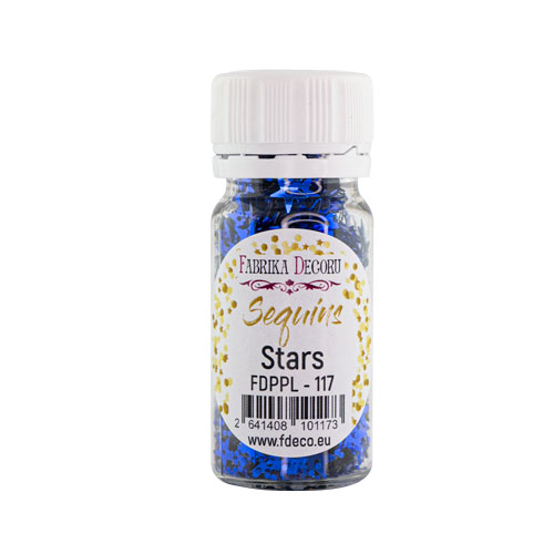 Пайетки Stars - 117, 20 гр, 30 мл, ярко-синий, металлик, Фабрика Декора