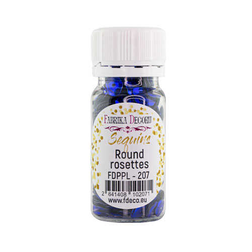 Пайетки Round rosettes - 207, 20 гр, 30 мл, синий металлик, Фабрика Декора