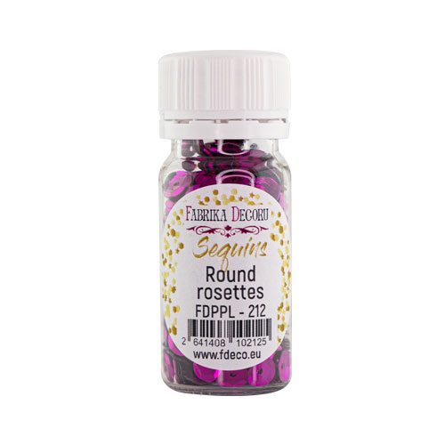 Паєтки Round rosettes - 212, 20 гр, 30 мл, фуксія, Фабрика Декору