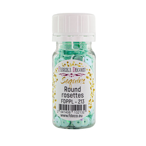 Пайетки Round rosettes - 213, 20 гр, 30 мл, мятный, радужный перламутр, Фабрика Декора