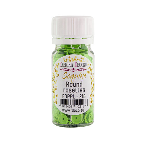 Паєтки Round rosettes - 218, 20 гр, 30 мл, салатовий, Фабрика Декору