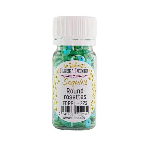 Паєтки Round rosettes - 223, 20 гр, 30 мл, аквамарин, райдужний перламутр, Фабрика Декору
