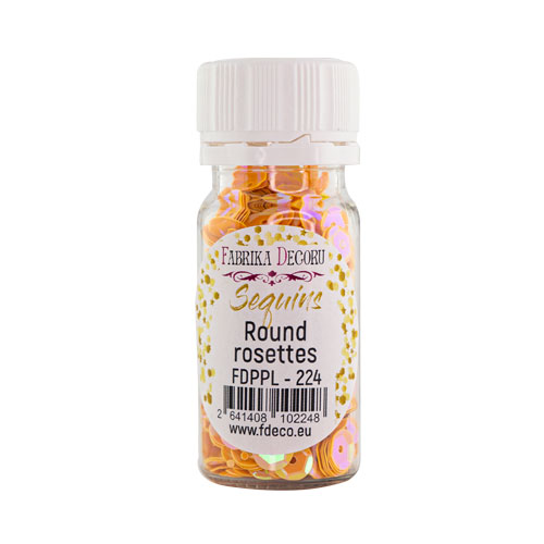 Пайетки Round rosettes - 224, 20 гр, 30 мл, оранжевый, радужный перламутр, Фабрика Декора