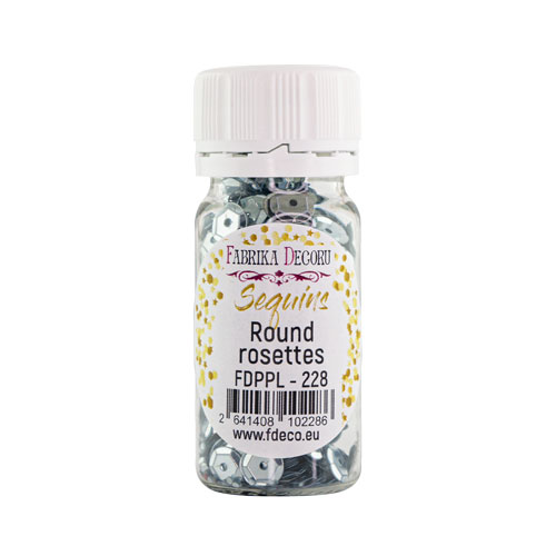 Паєтки Round rosettes - 228, 20 гр, 30 мл, срібло, Фабрика Декору