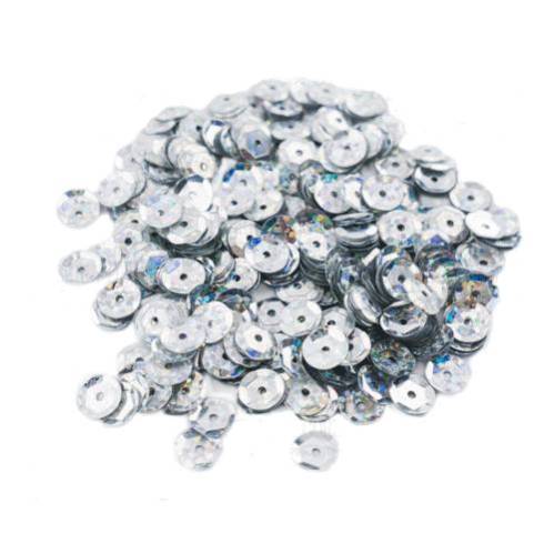 Паєтки Round rosettes - 229, 20 гр, 30 мл, срібло, райдужний, Фабрика Декору