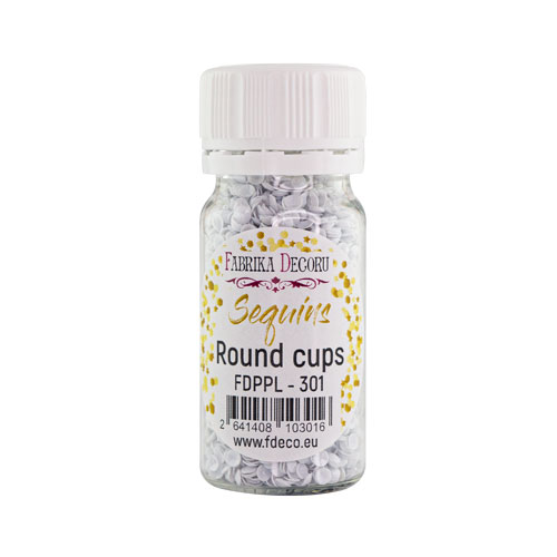 Паєтки Round cups - 301, 20 гр, 30 мл, білий, Фабрика Декору